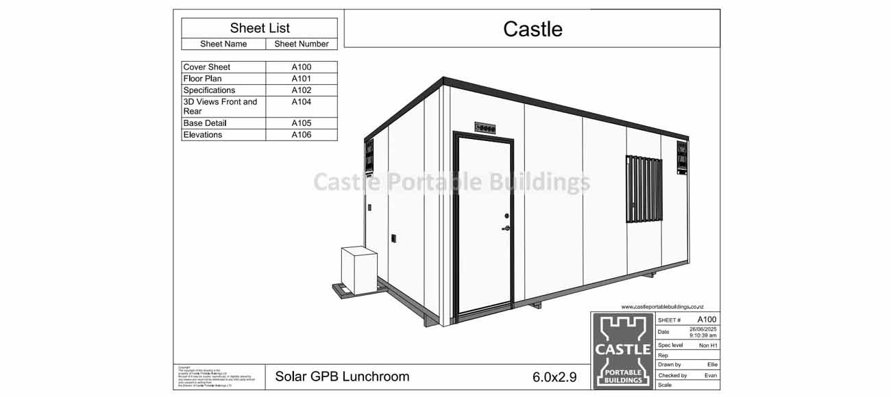 Solar-powered portable site office with roof-mounted panels on a New Zealand worksite